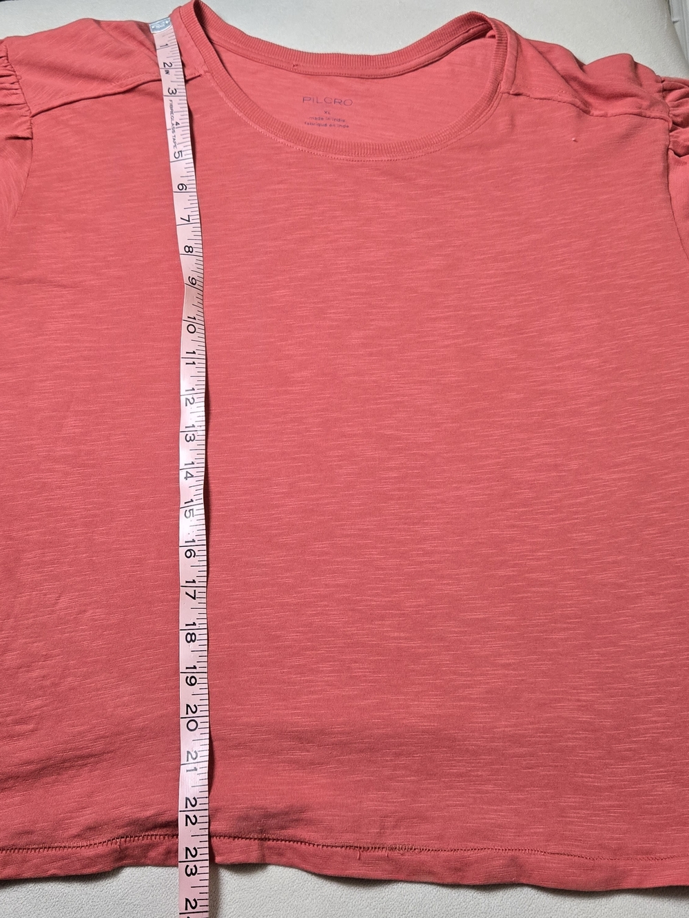 Anthropologie Pilcro Crew-Neck Smocked Ruched Top Rose Pink Rust XL - Picture 8 of 11